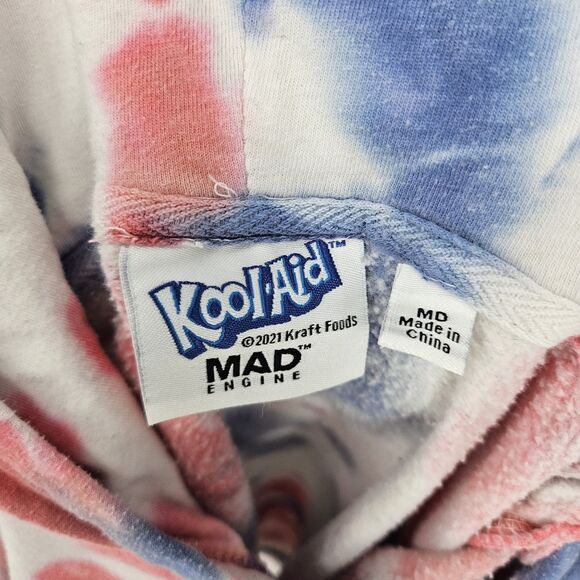 Kool Aid Man Hoodie Mens Medium Tie Dye Mad Engine Red Blue Pullover M - Picture 8 of 9